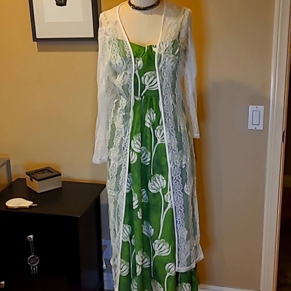 POL Cream Lace Open Front Kimono Midi Length size Small